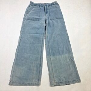MIXXO Wide Leg Jeans Womens 26 Light Wash High Rise Patch Pocket Denim Trousers